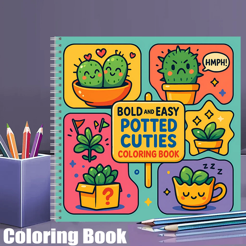 Food And Snacks Coloring Book - Libro da colorare Easy Potted Cuties